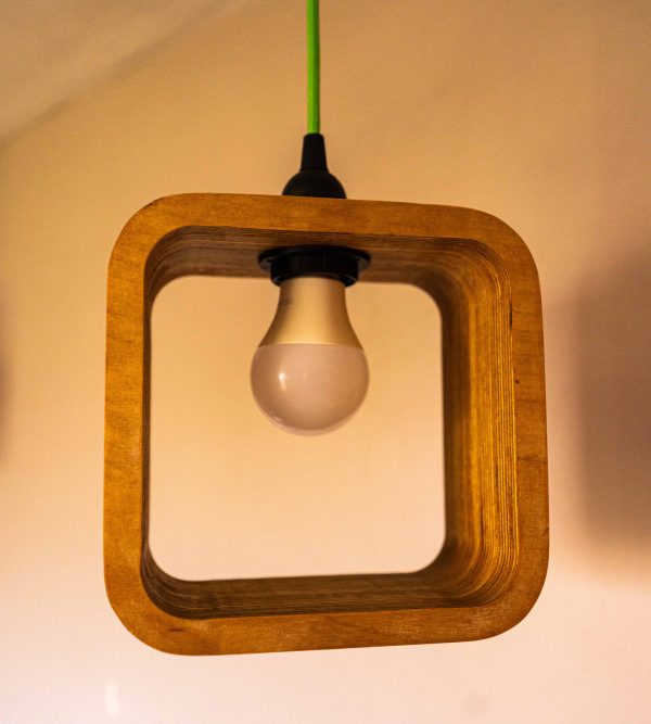 Single Bulb Square Halo Pendant Light